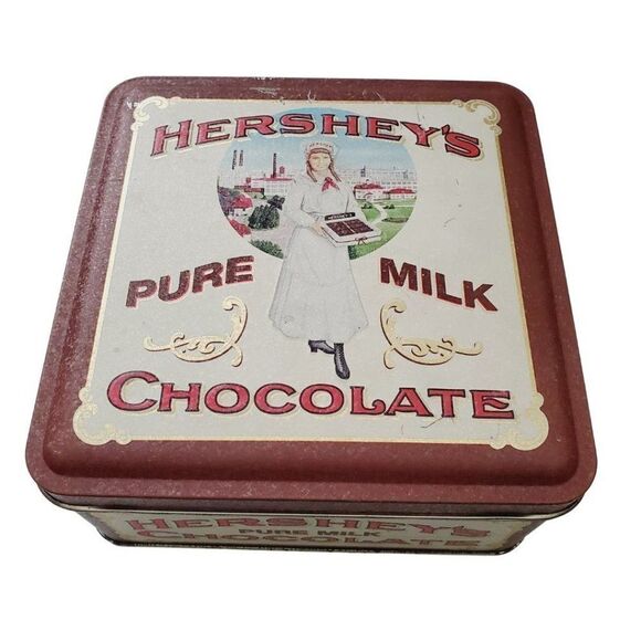 Vintage 1992 Hershey’s Chocolate Tin-Metal Canister with “Hershey Girl” Design - Picture 4 of 11